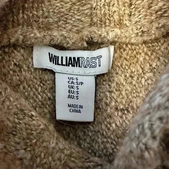 William Rast Beige Mock Neck Cropped Boxy Oversized Cozy Sweater Women’s S - Picture 5 of 6